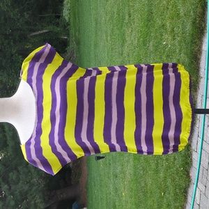 NWT Loft Striped Elastic Waist Cap Sleeve Blouse